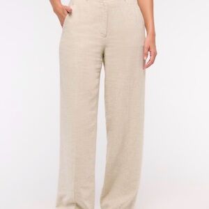 Abercrombie & Fitch Curve Love Tailored Linen-Blend Wide Leg Pant
